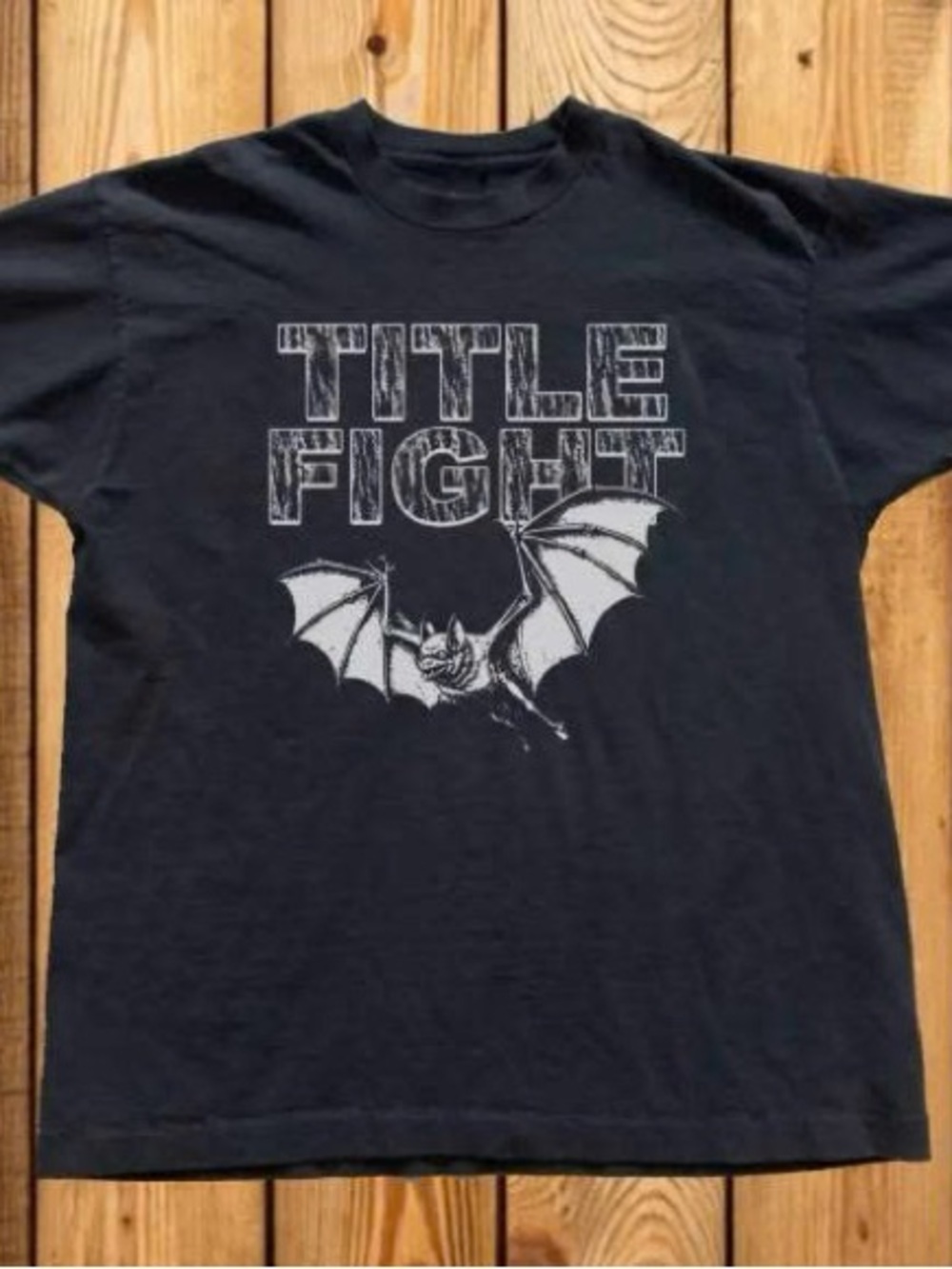 Title Fight Black Short-Sleeve Tee with White Bat Graphic